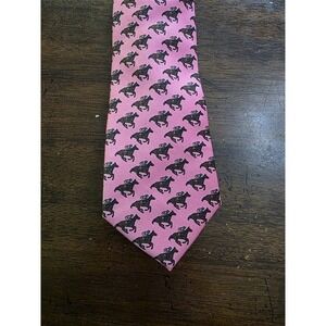 NWOT Beaux Tied Silk Pink Horse Racing Formal Classic Style Tie 126002